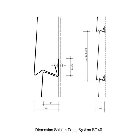 facade shiplap panel measures drawing