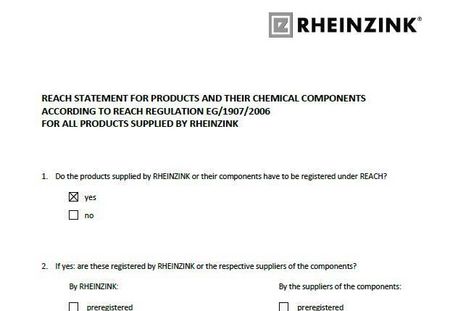 REACH - statement for products and their chemical components