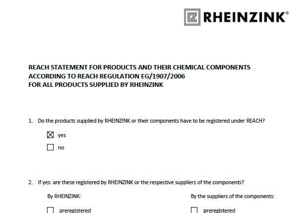 REACH - statement for products and their chemical components